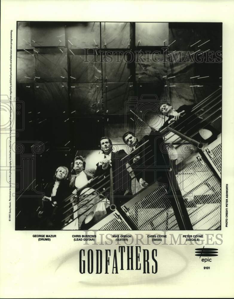 1991 Press Photo Five Members of the band &quot;Godfathers&quot; Musicians - sap11916- Historic Images