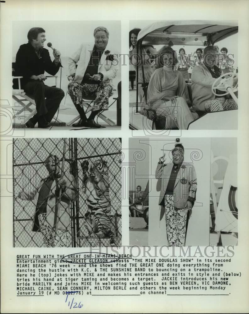 1976 Press Photo Jackie Gleason in composite for &quot;The Mike Douglas Show&quot;- Historic Images