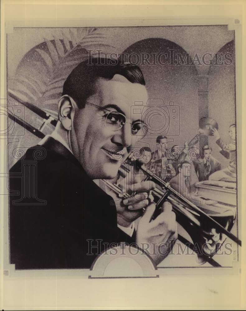 1995 Press Photo Drawing of The Glenn Miller Orchestra, Musicians, Entertainers- Historic Images