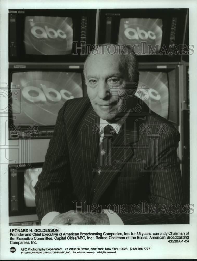 1990 Press Photo Leonard Goldenson, Founder of American Broadcasting Companies.- Historic Images