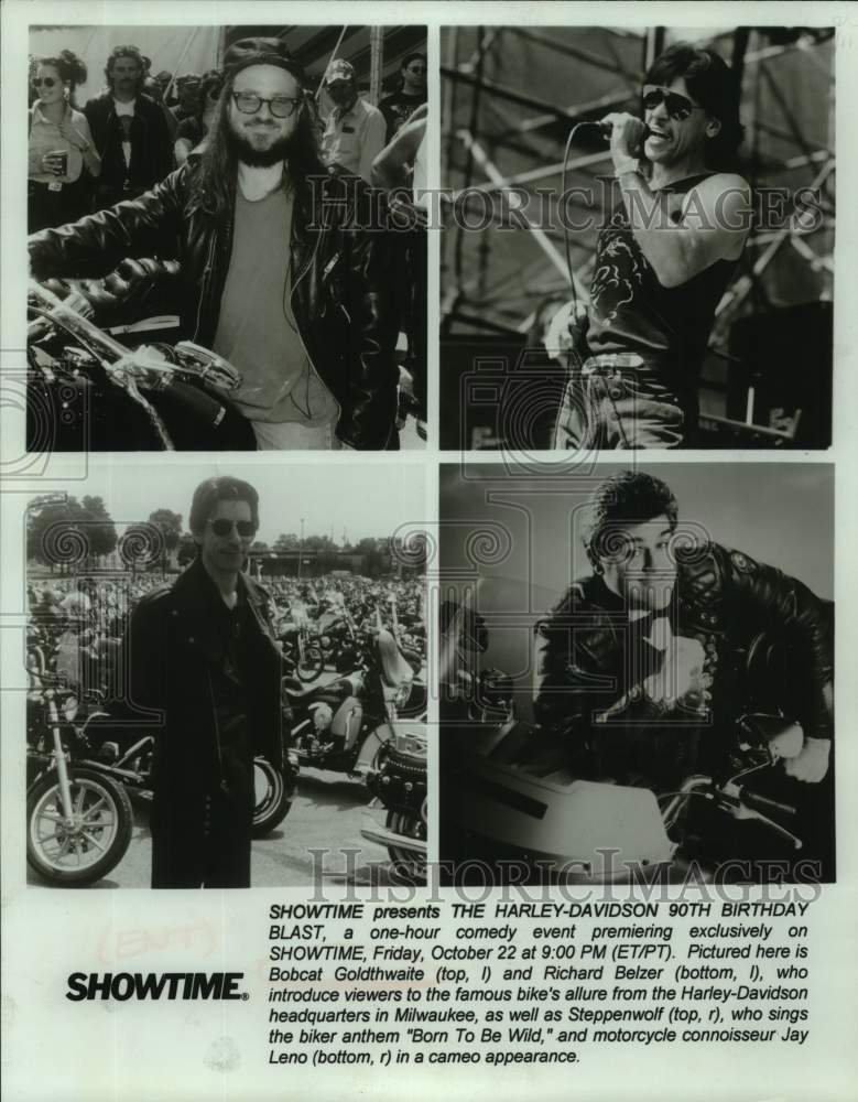 1996 Press Photo Bob Goldthwait on The Harley-Davidson 90th Birthday Blast.- Historic Images