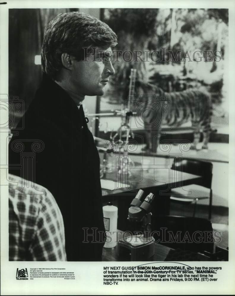 1982 Press Photo Actor Simon MacCorkindale in &quot;Manimal&quot; Show on NBC-TV- Historic Images