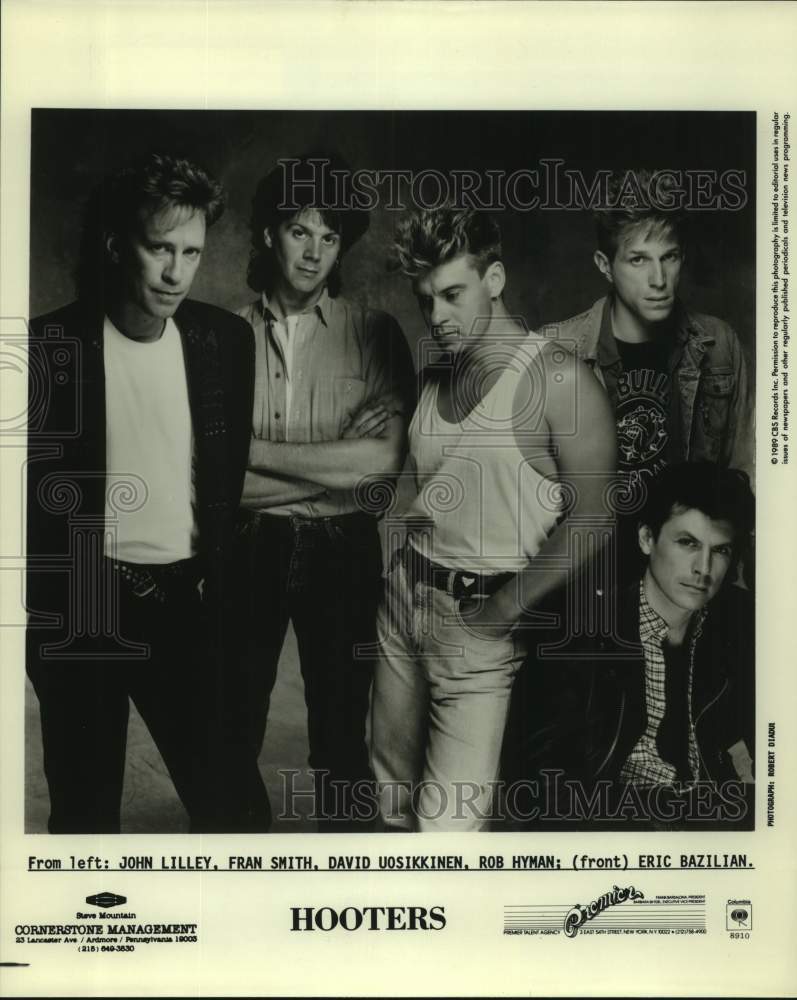1989 Press Photo Five Members of the band "Hooters", Musicians - sap12305- Historic Images