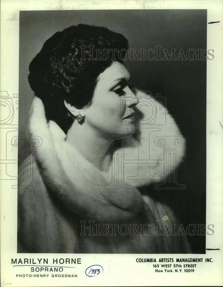 1983 Press Photo Soprano Singer Marilyn Horne - sap12436- Historic Images