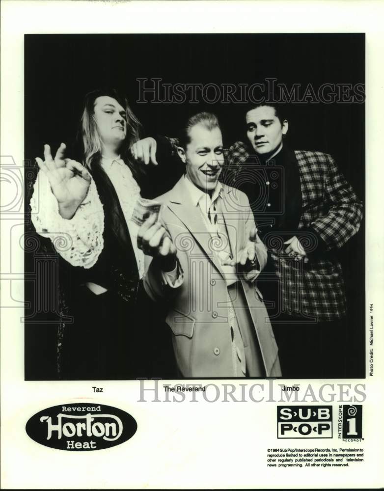 1994 Press Photo Scott, The Rev, Jimbo of band Reverend Horton Heat, Musicians- Historic Images