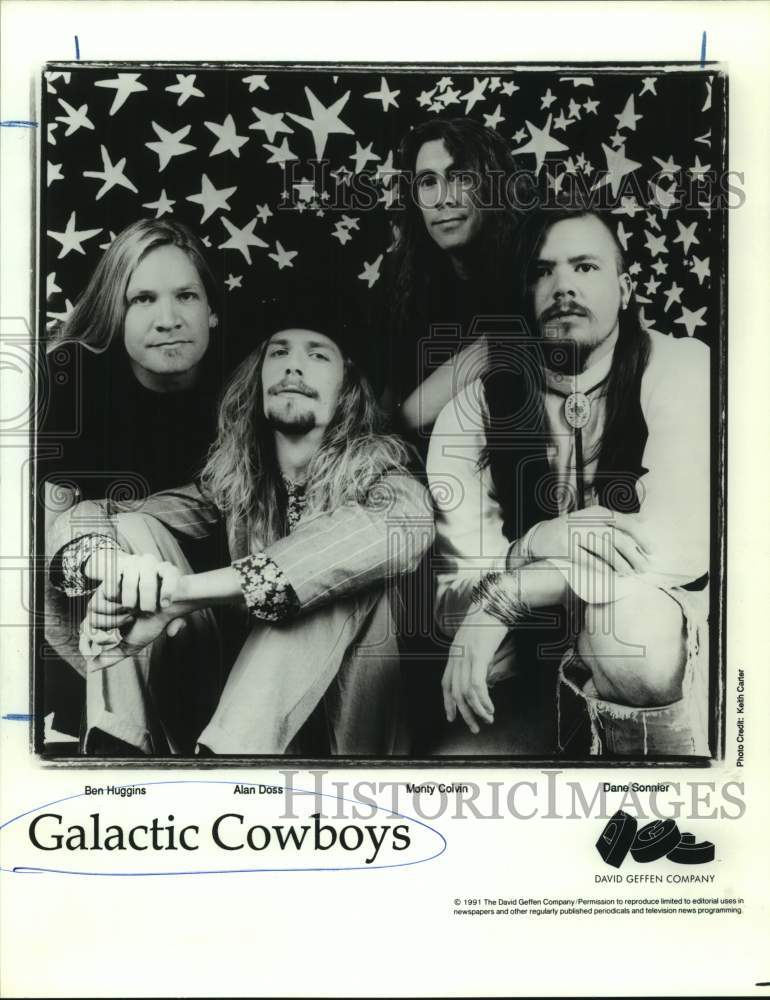 1991 Press Photo Ben Huggins, Alan Doss & Monty Colvin of Galactic Cowboys.- Historic Images