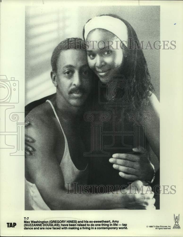 1988 Press Photo Gregory Hines and Suzzanne Douglas in scene from "Tap"- Historic Images