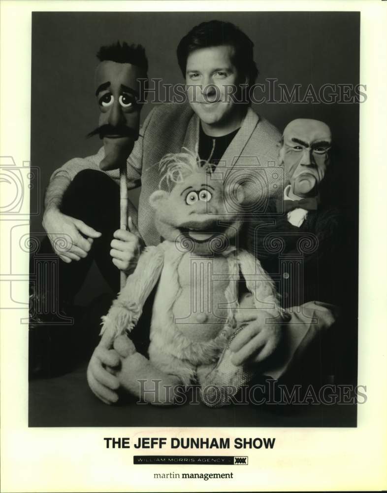 1995 Press Photo Comedian Jeff Dunham of The Jeff Dunham Show with puppets- Historic Images
