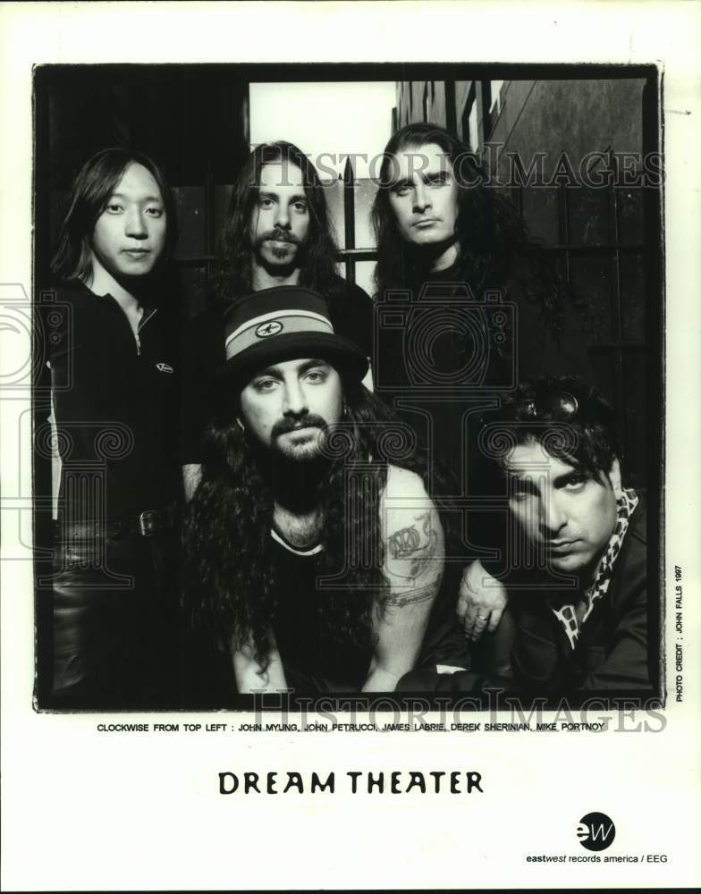 1997 Press Photo Five Members of the band Dream Theater, Entertainers- Historic Images