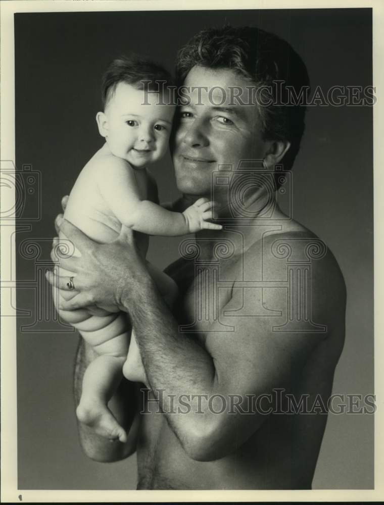 1991 Press Photo Actor Patrick Duffy, Baby in "Danielle Steel's 'Daddy'" on NBC- Historic Images