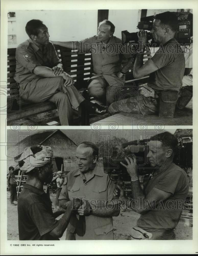 1992 Press Photo Phil Jones being filmed with unidentified person - sap13427- Historic Images