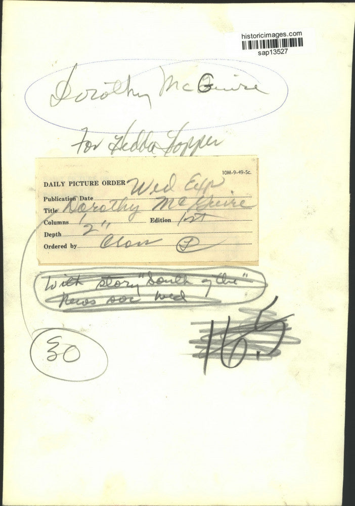 Press Photo Actress Dorothy McGuire in "Gentleman's Agreement" movie - sap13527