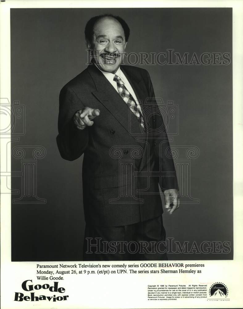 1996 Press Photo Actor Sherman Hemsley in &quot;Goode Behavior&quot; on Television Series- Historic Images