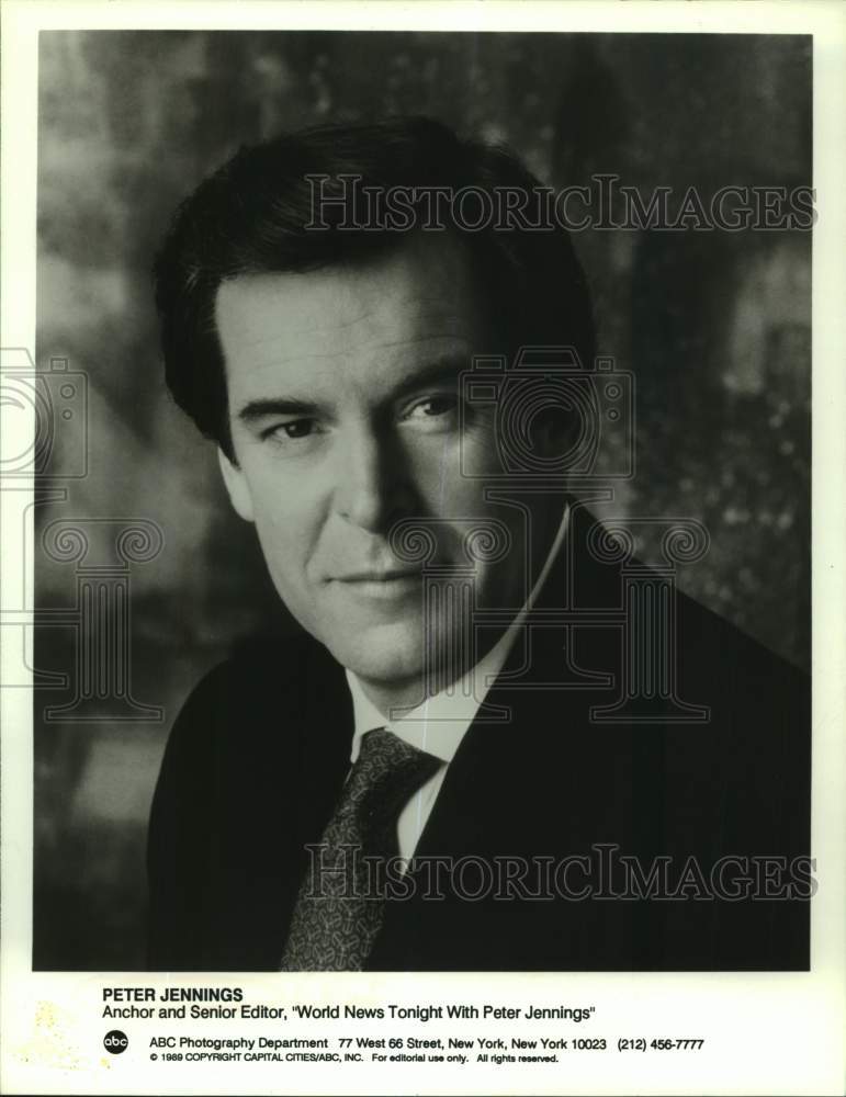 1989 Press Photo Peter Jennings, Anchor and Senior Editor, &quot;World News Tonight&quot;- Historic Images