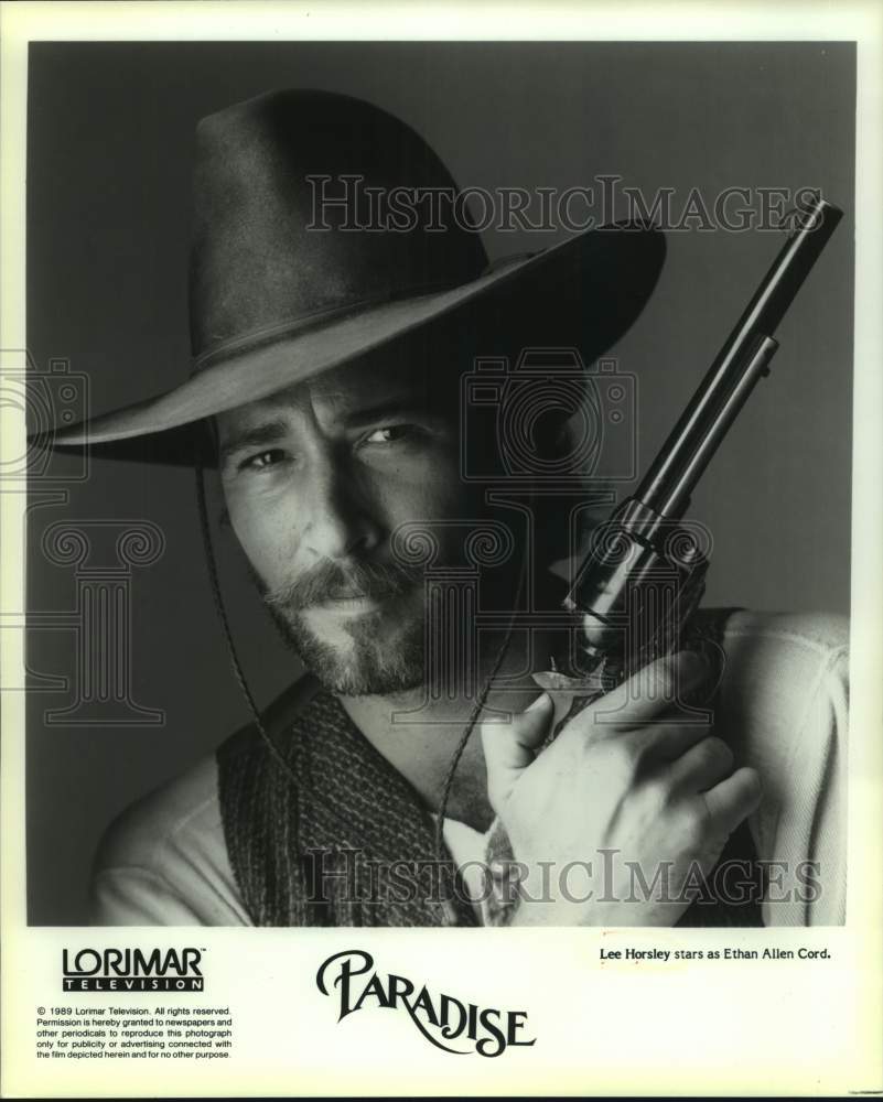 1989 Press Photo Actor Lee Horsley stars as Ethan Allen Cord in "Paradise" movie- Historic Images