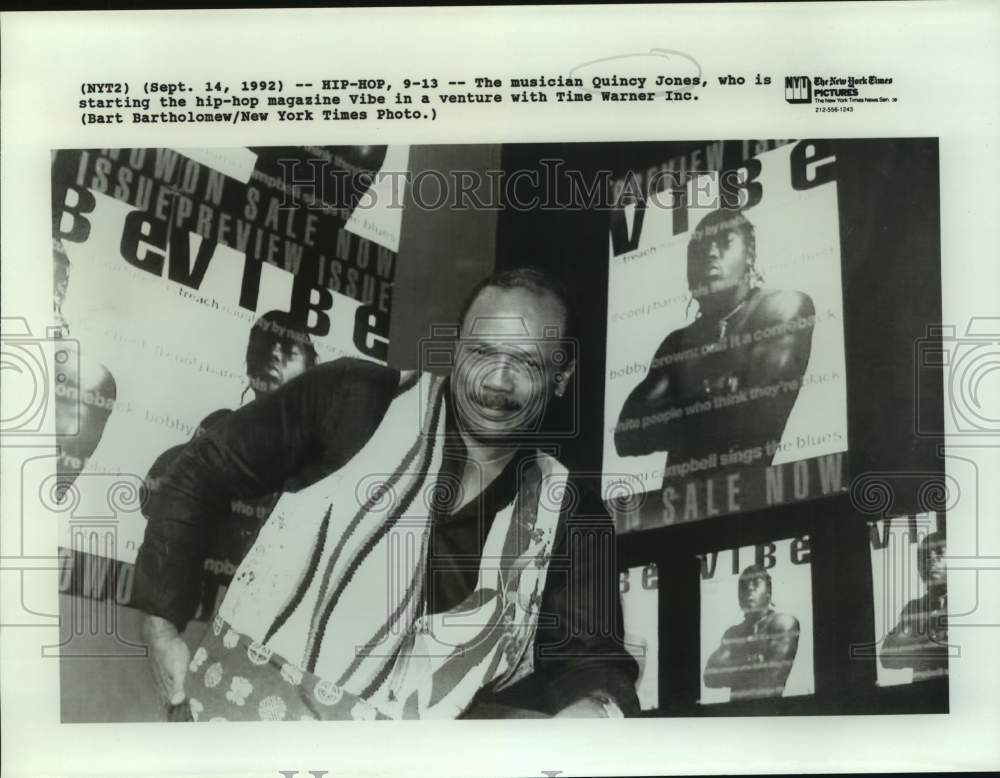 1992 Press Photo Musician Quincy Jones, Vibe Magazine Owner - sap13989- Historic Images