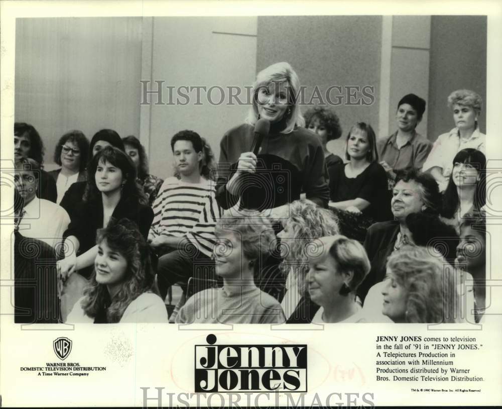 1990 Press Photo Jenny Jones, Television Host on Show with Audience - sap13992- Historic Images