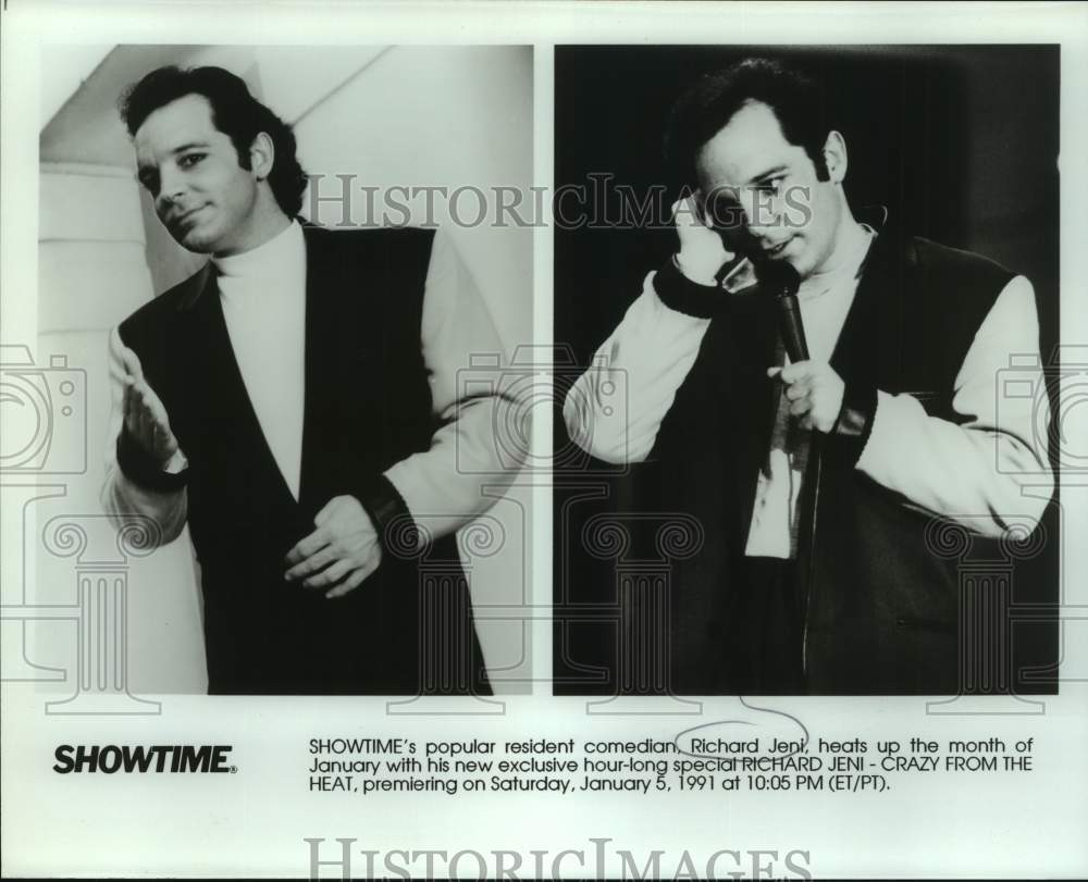 1991 Press Photo Comedian Richard Jeni in Showtime Special, Crazy From the Heat- Historic Images