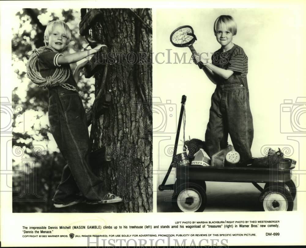 1993 Press Photo Actor Mason Gamble in &quot;Dennis the Menace&quot; movie portraits- Historic Images