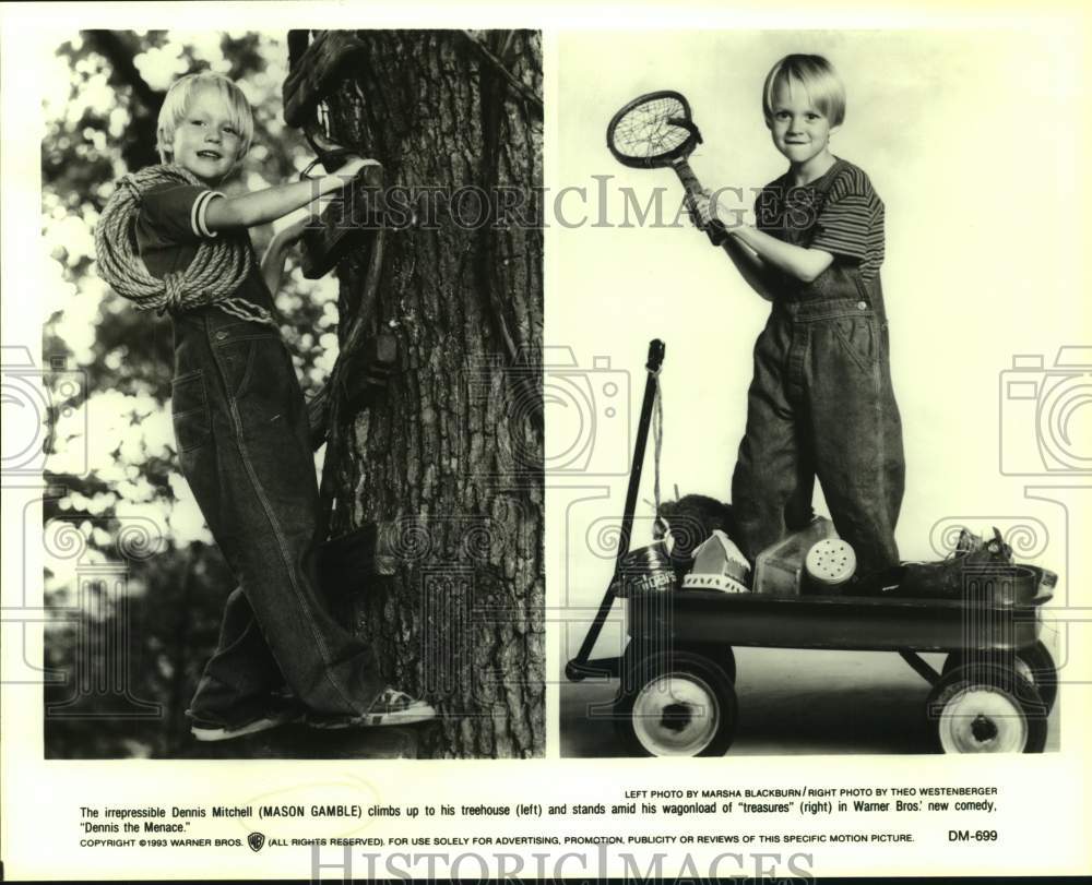 1993 Press Photo Actor Mason Gamble in "Dennis the Menace" movie portraits- Historic Images