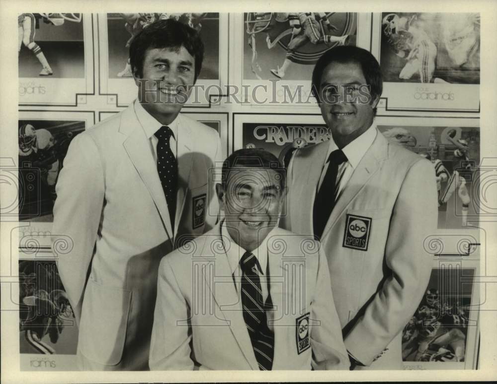 Press Photo Don Meredith, Howard Cosell & Frank Gifford, ABC Sportscasters.- Historic Images
