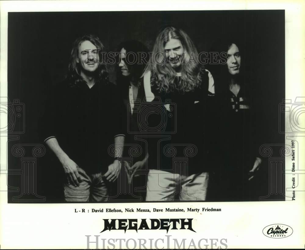 1997 Press Photo Four Members of the band Megadeth, Entertainers, Musicians- Historic Images