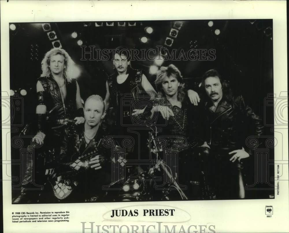 1988 Press Photo Five Members of the band Judas Priest, Entertainers - sap14413- Historic Images