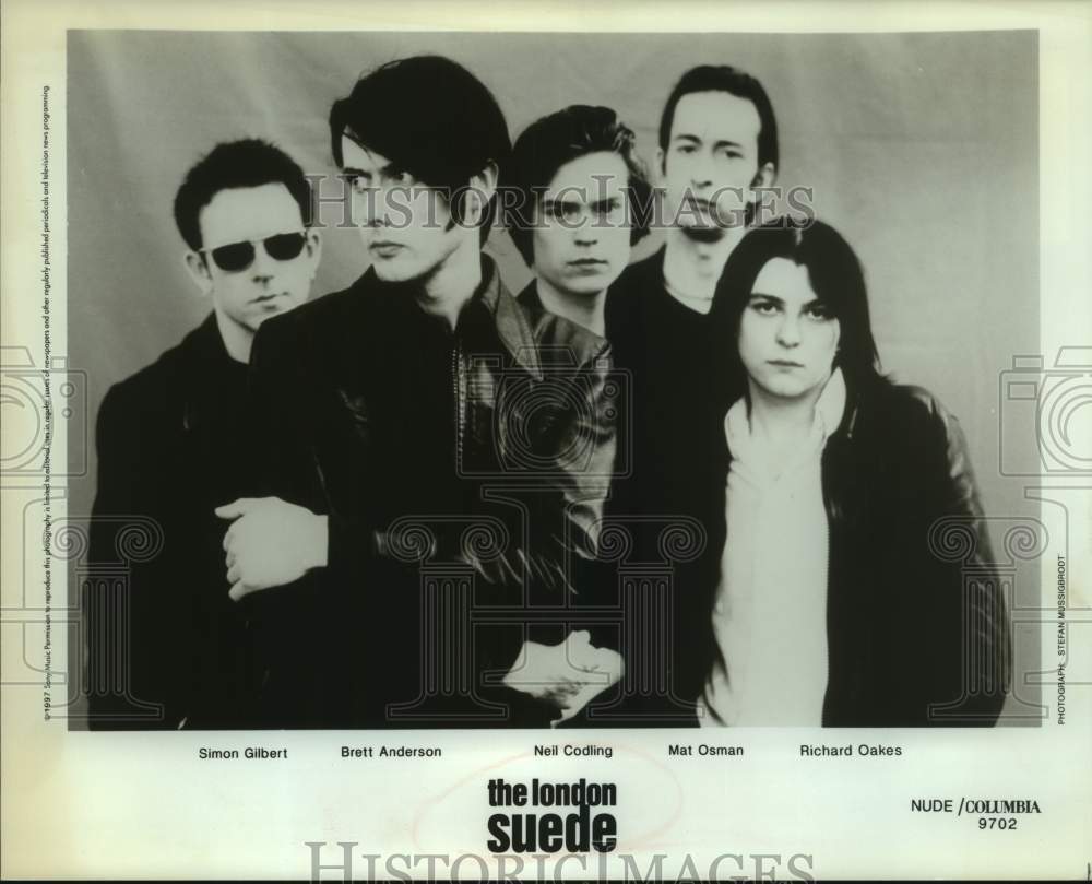 1997 Press Photo Five Musicians from The London Suede Band, Entertainers- Historic Images