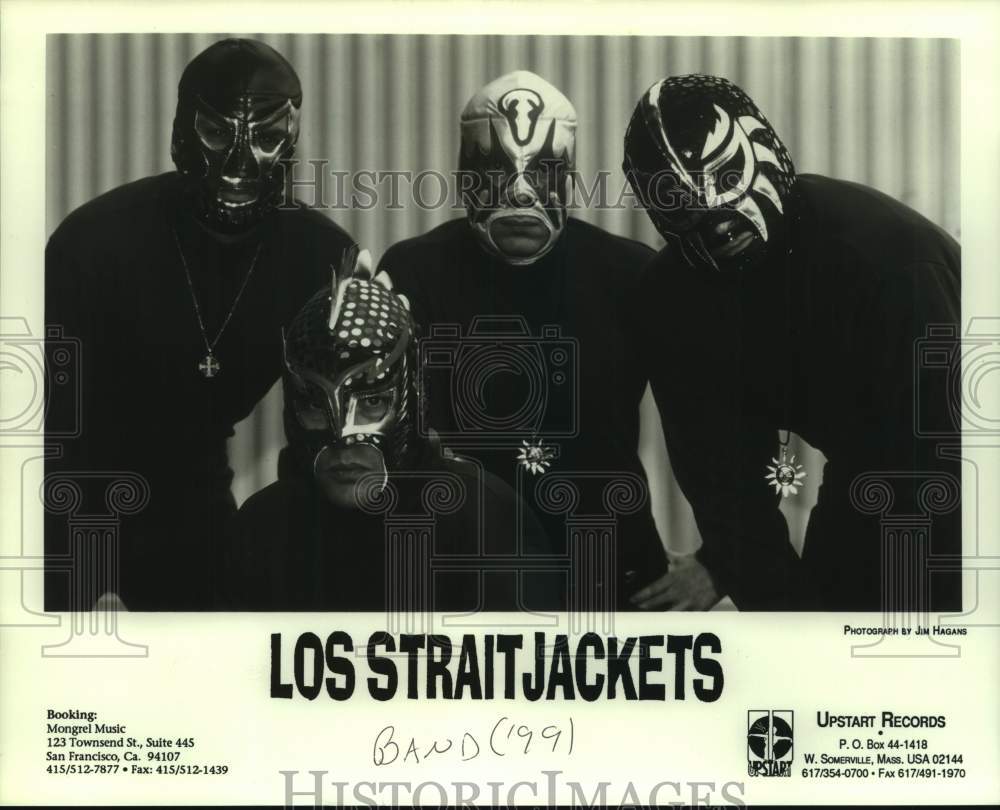 1999 Press Photo Three Members of the band Los Strait Jackets, Entertainers- Historic Images