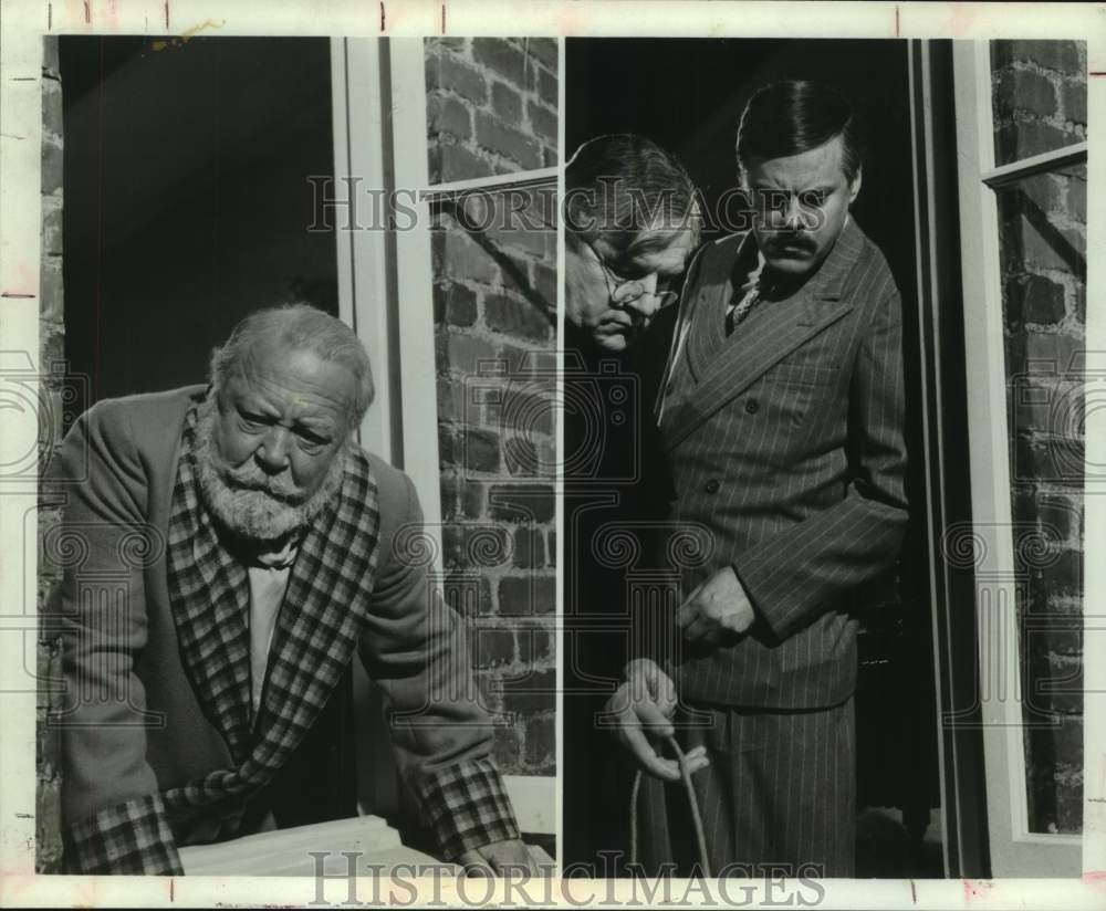 1982 Press Photo Three Actors in portrait for PBS Mystery show scenes- Historic Images