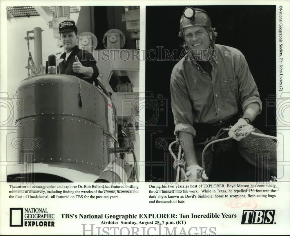 1996 Press Photo Oceanographer and Explorer Dr. Bob Ballard on TBS Show- Historic Images