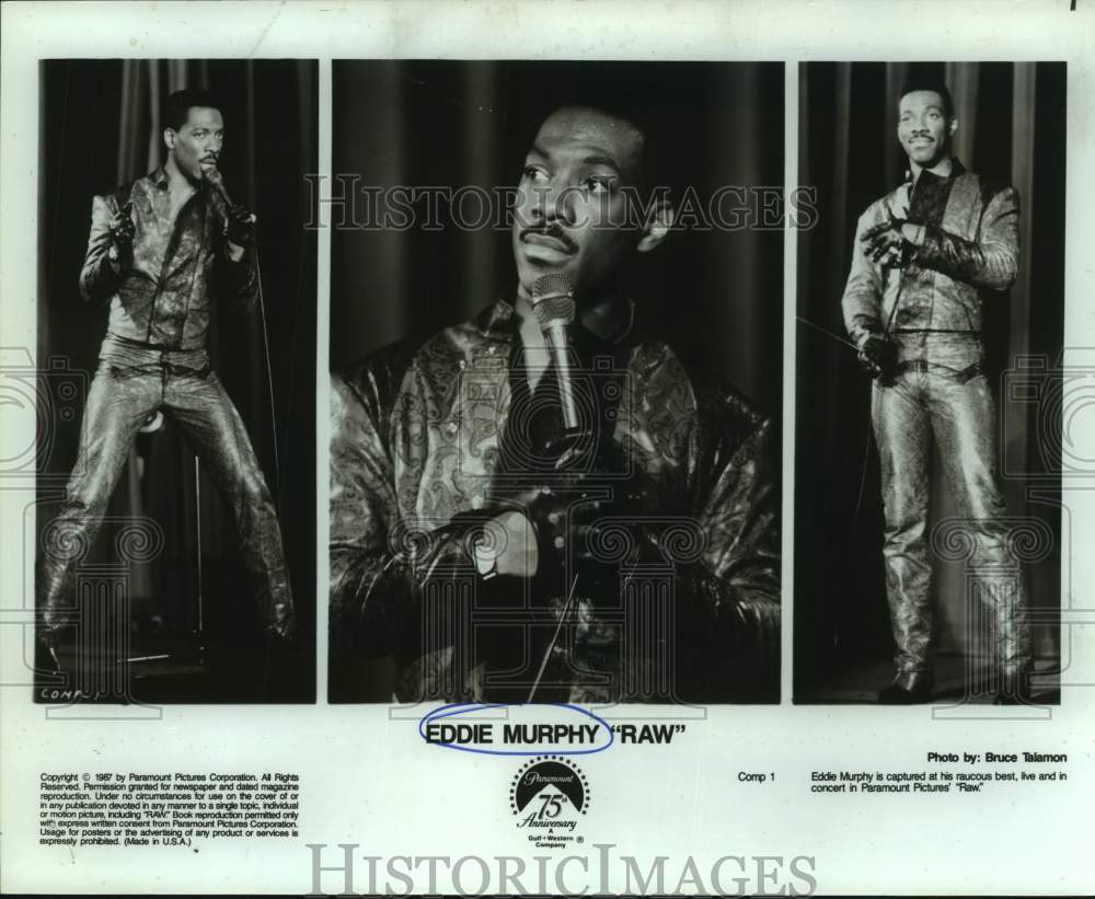 1997 Press Photo Composite of Comedian Eddie Murphy in "Raw" movie special- Historic Images