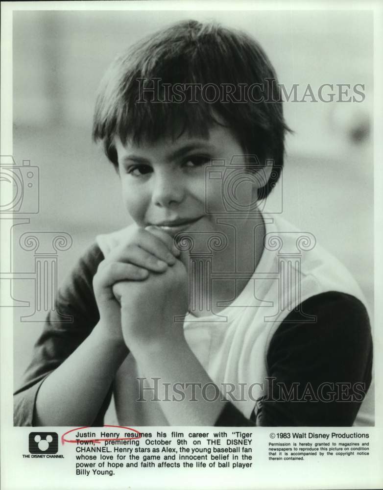 1983 Press Photo Actor Justin Henry in "Tiger Town" on The Disney Channel- Historic Images