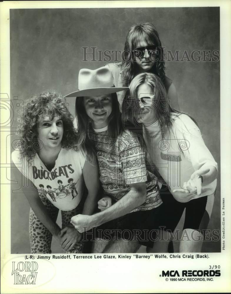 1990 Press Photo Four Members of the band Lord Tracy, Musicians - sap14971- Historic Images