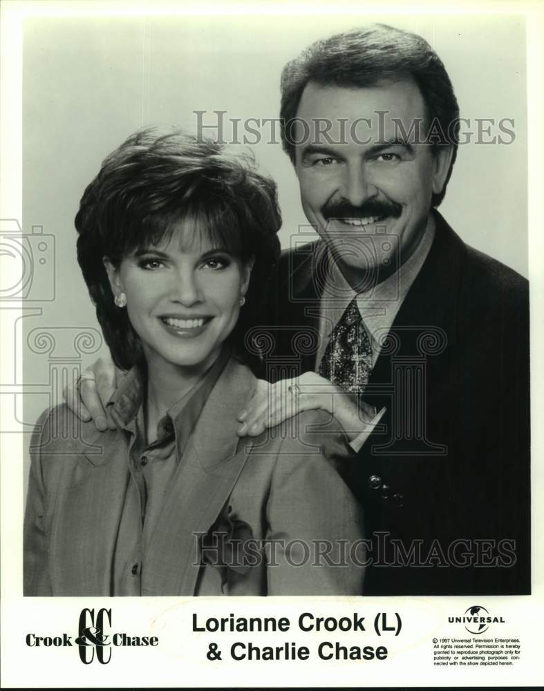 1997 Press Photo Lorianne Crook and Charlie Chase of Crook &amp; Chase TV Show- Historic Images