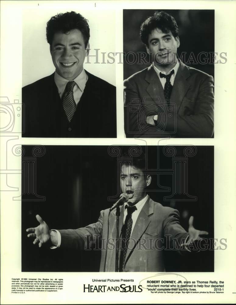 1993 Press Photo Robert Downey, Jr. as Thomas Reilly in "Heart and Souls" movie- Historic Images