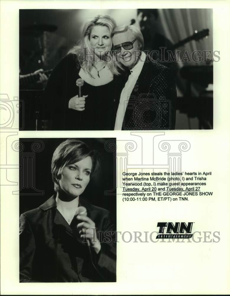 1999 Press Photo Musicians George Jones with Martina McBride, Trisha Yearwood- Historic Images