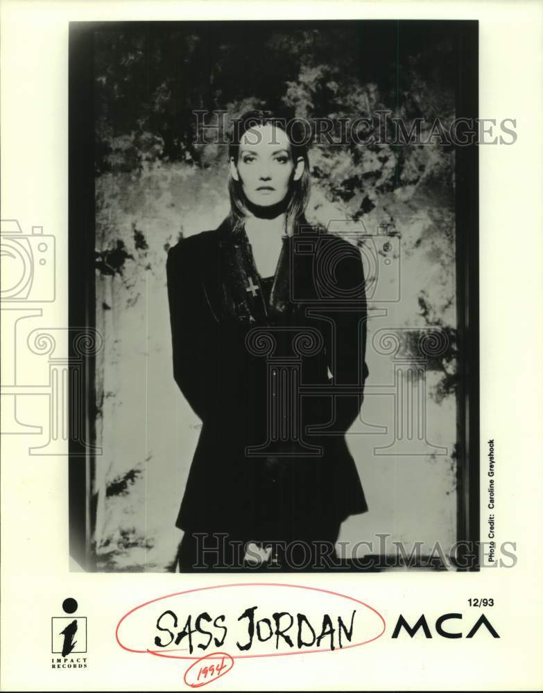 1993 Press Photo Sass Jordan, Canadian rock singer and actress. - sap15141- Historic Images