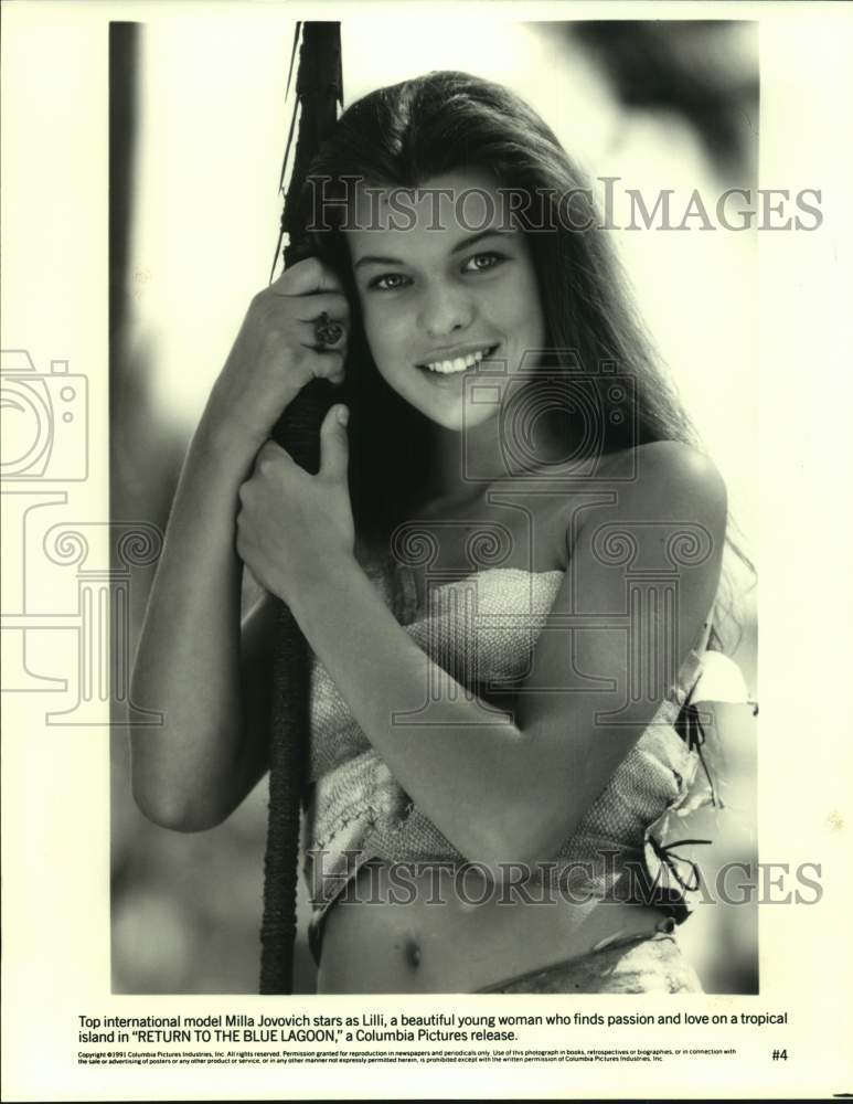 1991 Press Photo International Model Milla Jovovich in Return to the Blue Lagoon- Historic Images