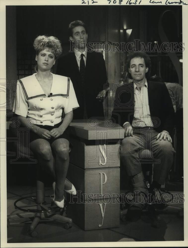 1990 Press Photo Victoria Jackson, Jerry Seinfeld, Harry Shearer on NBC-TV- Historic Images