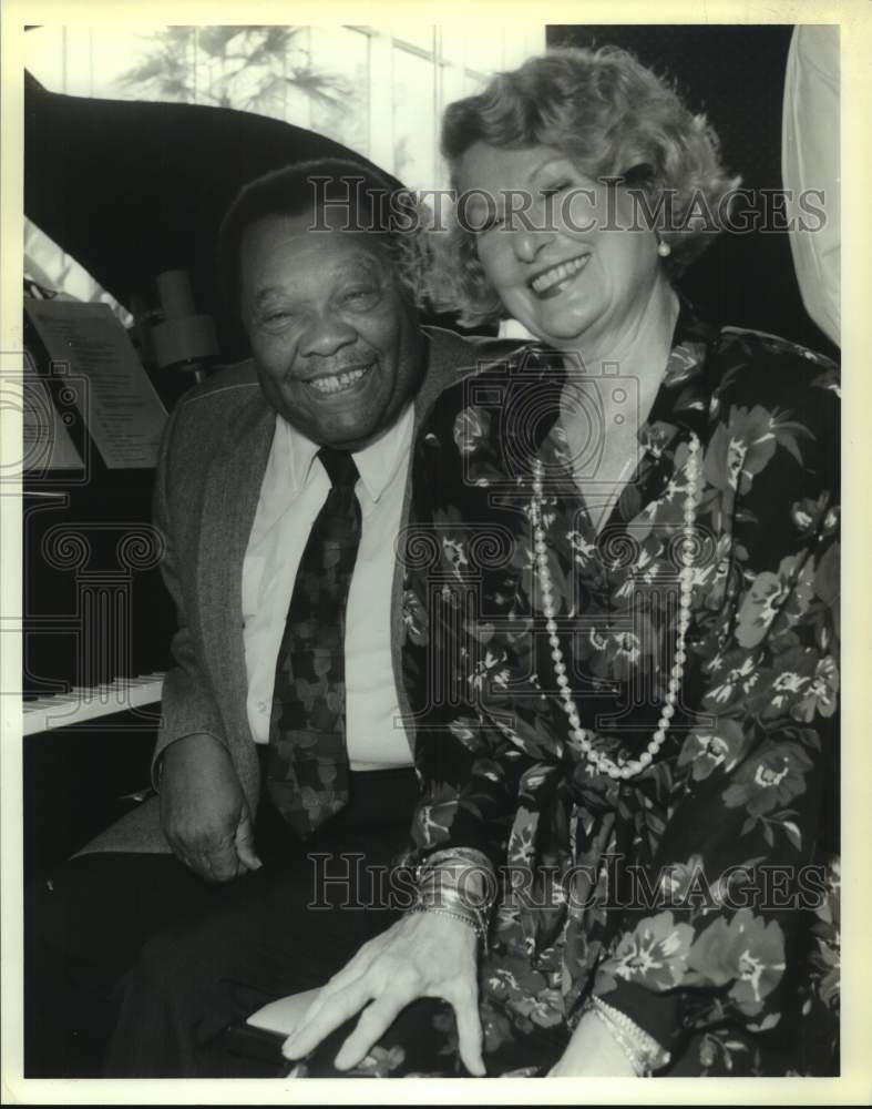 1990 Press Photo Jazz Pianist Jay McShann with Virginia Nicholas at Radio Event- Historic Images