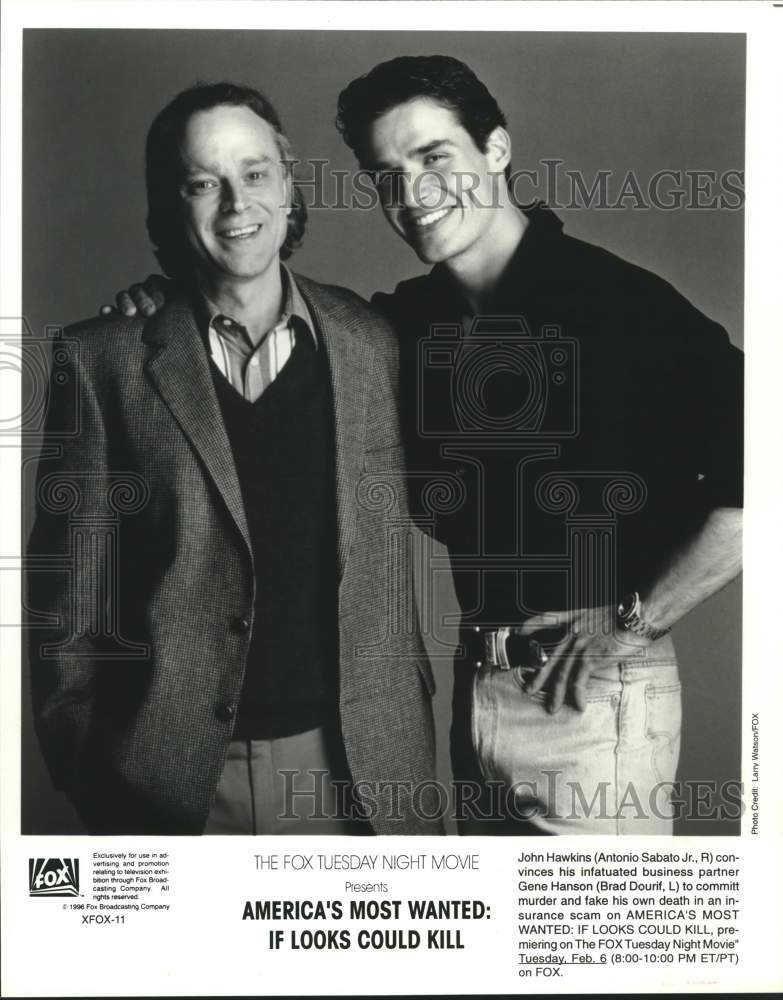 1996 Press Photo Actors Antonio Sabato, Jr. with Brad Douriff on Fox Television- Historic Images