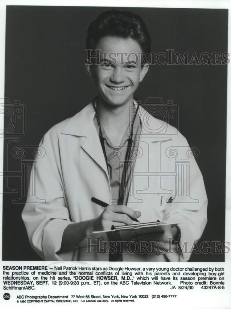 1990 Press Photo Actor Neil Patrick Harris stars as Doogie Howser on ABC-TV- Historic Images