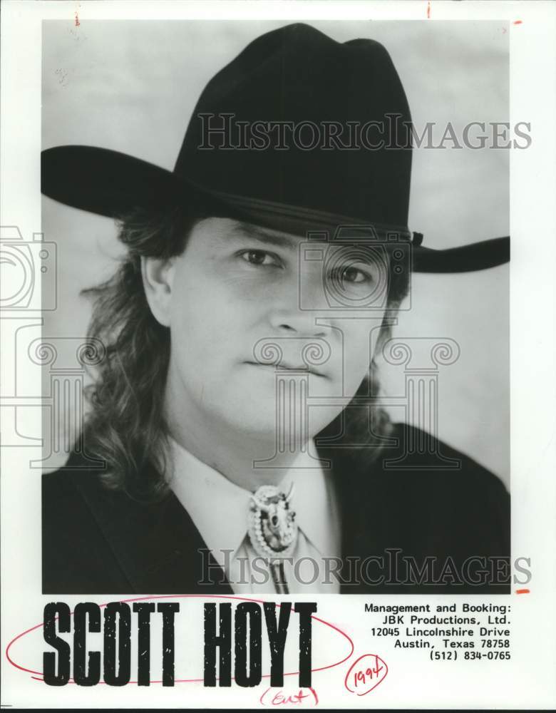 1994 Press Photo Country Singer Scott Hoyt, Entertainer in closeup - sap16092- Historic Images