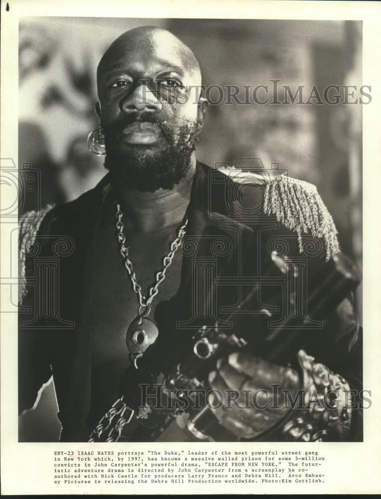 2001 Press Photo Isaac Hayes portrays "The Duke" in "Escape from New York" movie- Historic Images