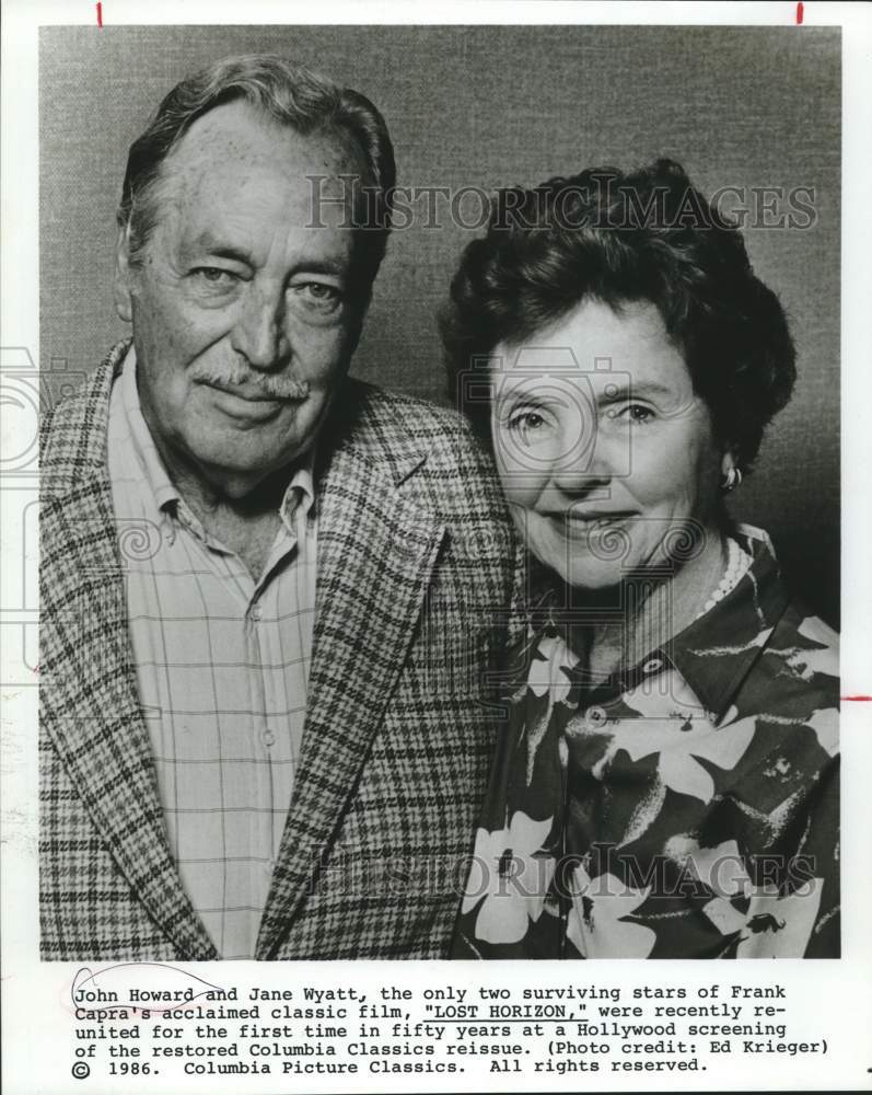 1986 Press Photo John Howard and Jane Wyatt, stars of Lost Horizon, a 1937 film.- Historic Images