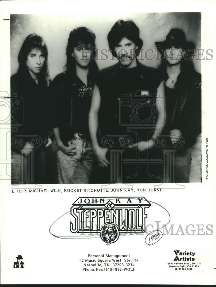 1990 Press Photo Four members of the band John Kay and Steppenwolf Band- Historic Images