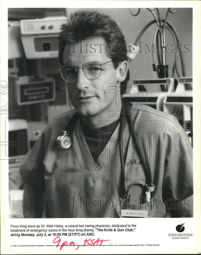 1990 Press Photo Actor Perry King in "The Knife & Gun Club" on ABC Television- Historic Images
