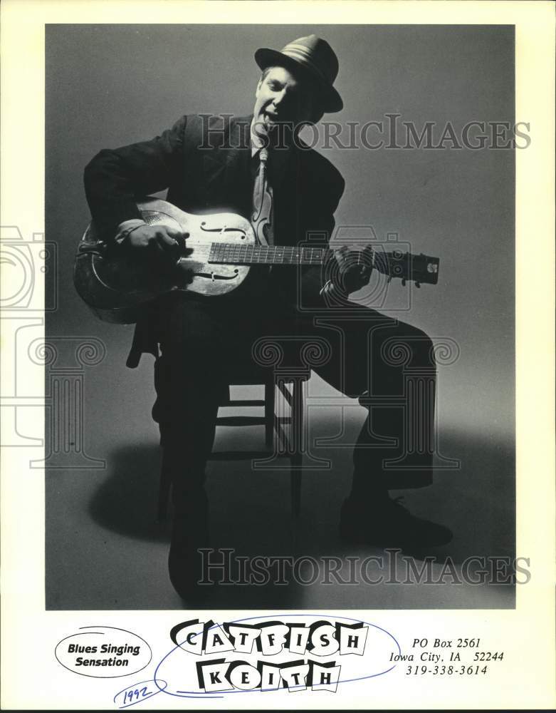 1992 Press Photo Catfish Keith, acoustic blues singer, songwriter and guitarist.- Historic Images