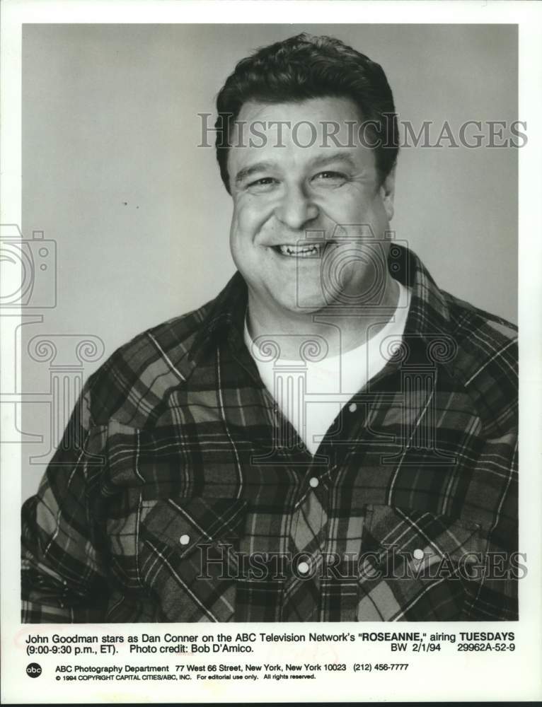1994 Press Photo John Goodman stars on Roseanne, on ABC Television. - sap16755- Historic Images